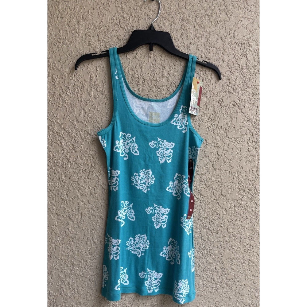 Vintage Y2K Mossimo Supply Co. Teal Damask Print Tank